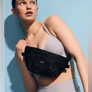 VSX LARGE Black Waist/ Belt Bag Fanny Pack Three Zipper Compartments Adj Strap